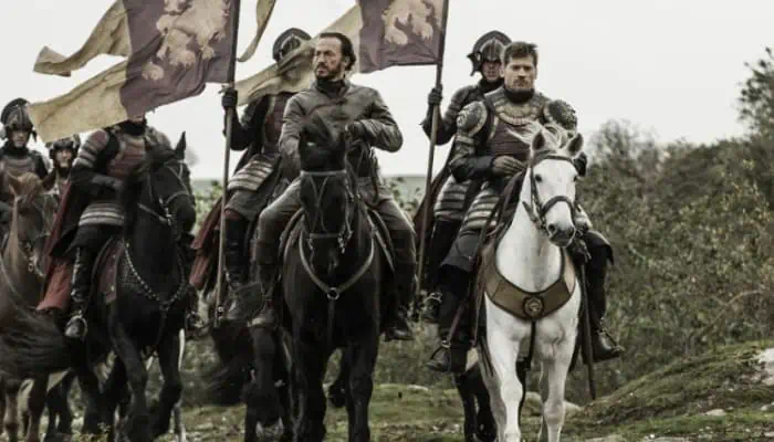 In almost every episode horses can be seen either in battle or used for transportation.